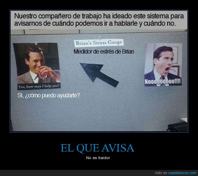 Compañeros,avisar,enfadado,alegre,ayudar,estres,brian,sistema,medidor,medir,feliz,mad men,steve carrell